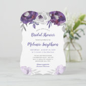 Invitation Douche nuptiale florale 3963 d'aquarelle pourpre (Debout devant)