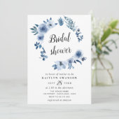 Invitation Douche nuptiale florale bleu aquarelle (Debout devant)