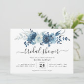 Invitation douche nuptiale florale bleu marine peinte (Debout devant)