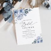 Invitation douche nuptiale florale bleu poussiéreux