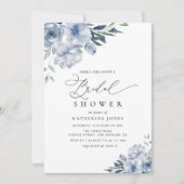 Invitation douche nuptiale florale bleu poussiéreux (Devant)
