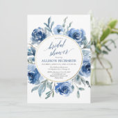 Invitation Douche nuptiale florale de guirlande bleue (Debout devant)