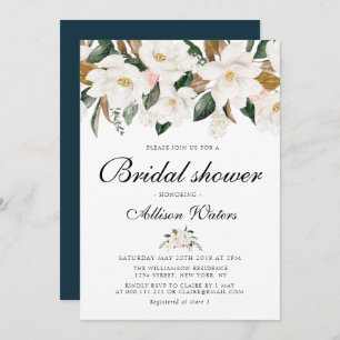 Invitation Douche nuptiale florale Magnolia aquarelle