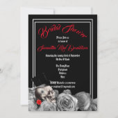 Invitation Douche nuptiale florale noire gothique, de roche (Devant)