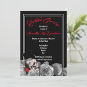 Invitation Douche nuptiale florale noire gothique, de roche (Debout devant)