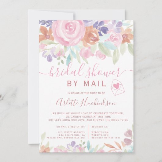 Invitation Douche nuptiale florale pastel par la poste (Devant)