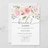 Invitation Douche nuptiale florale rose (Devant)