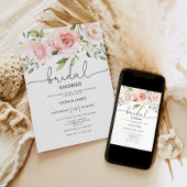 Invitation Douche nuptiale florale rose