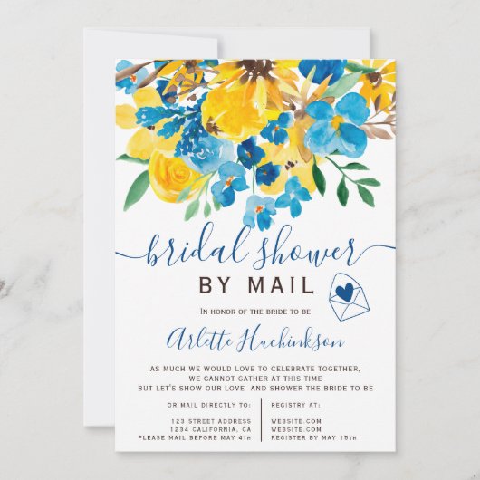 Invitation Douche nuptiale florale rustique par courrier (Devant)