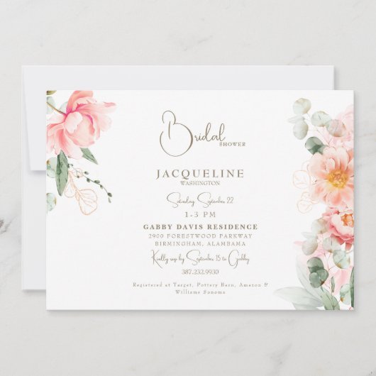 Invitation Douche nuptiale floue élégante (Devant)