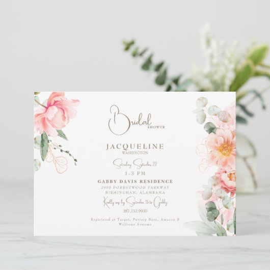 Invitation Douche nuptiale floue élégante (Debout devant)