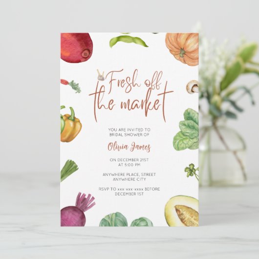 Invitation Douche nuptiale fraîche du marché (Debout devant)