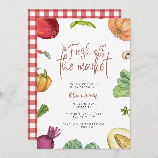 Invitation Douche nuptiale fraîche du marché (Devant / Derrière)