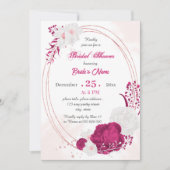 Invitation douche nuptiale fuchsia & blanche à fleurs géométr (Devant)