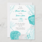 Invitation douche nuptiale géométrique à fleurs blanches turq (Devant)