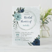 Invitation Douche nuptiale géométrique bleu et bleu foncé (Debout devant)