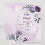 Invitation douche nuptiale géométrique fleurie violette et bl (Devant / Derrière)