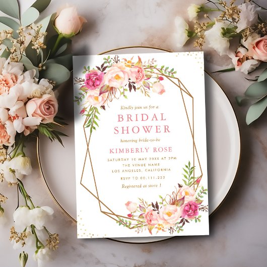 Invitation douche nuptiale géométrique florale