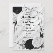 Invitation Douche nuptiale géométrique florale noire et blanc (Devant)