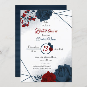 Invitation douche nuptiale géométrique marine & bordeaux