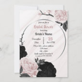Invitation Douche nuptiale géométrique rose et noir (Devant)