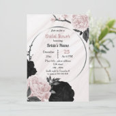 Invitation Douche nuptiale géométrique rose et noir (Debout devant)