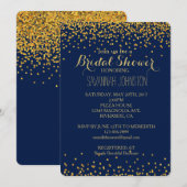 Invitation Douche nuptiale Gold et Blue Glam Confetti Dots (Devant / Derrière)
