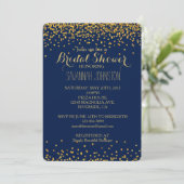 Invitation Douche nuptiale Gold et Blue Glam Confetti Dots (Debout devant)