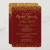 Invitation Douche nuptiale Gold et Red Glam Confetti Dots (Devant / Derrière)