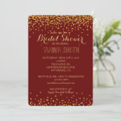 Invitation Douche nuptiale Gold et Red Glam Confetti Dots (Debout devant)