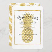 Invitation Douche nuptiale Gold Glitzy Pineappy (Devant / Derrière)