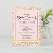 Invitation Douche nuptiale Gold White Pink Confetti (Debout devant)