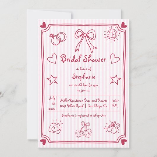 Invitation Douche nuptiale griffée à la main (Devant)