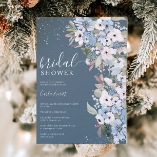 Invitation Douche nuptiale hiver bleu poussiéreux