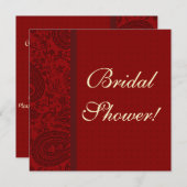 Invitation Douche nuptiale indienne de Paisley de brocard (Devant / Derrière)