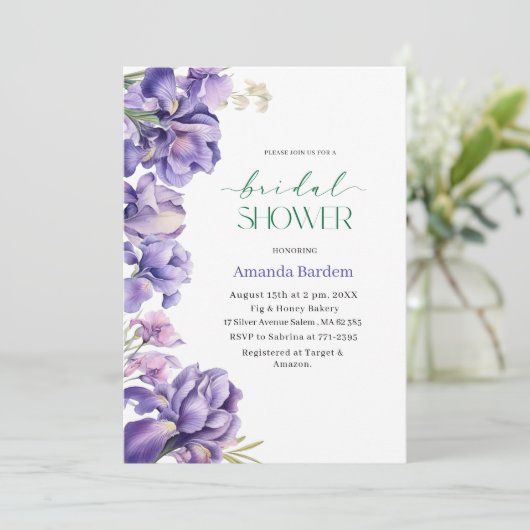 Invitation Douche nuptiale IRIS FLOWER (Debout devant)
