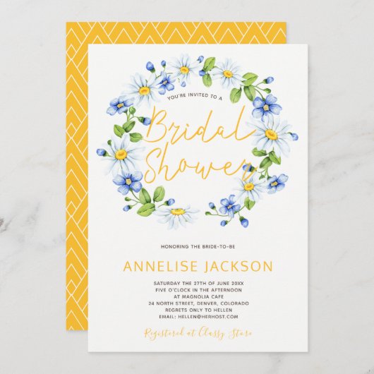 Invitation Douche nuptiale jaune de marée (Devant / Derrière)