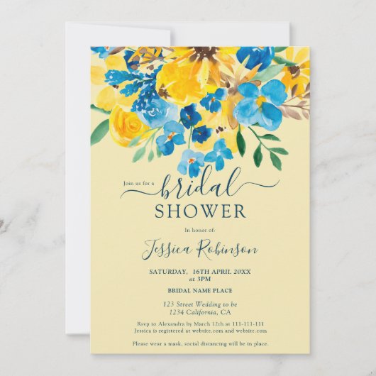 Invitation Douche nuptiale jaune rustique (Devant)