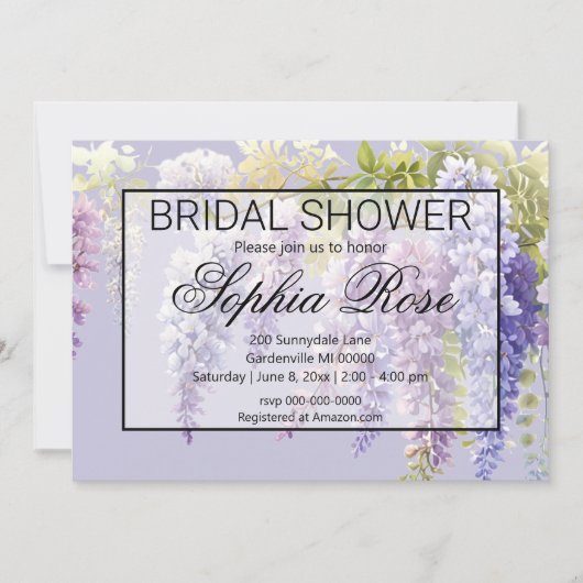 Invitation Douche nuptiale lilas violette (Devant)