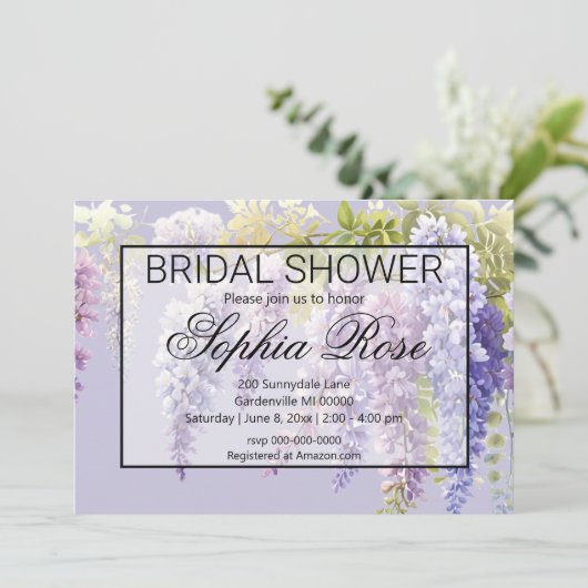 Invitation Douche nuptiale lilas violette (Debout devant)