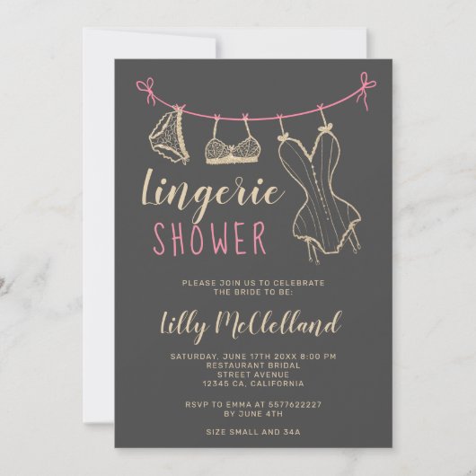 Invitation Douche nuptiale lingerie chic (Devant)