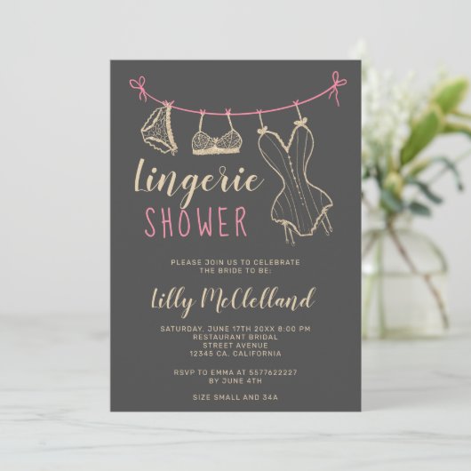 Invitation Douche nuptiale lingerie chic (Debout devant)