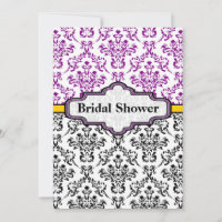 Douche nuptiale mariage damassé jaune violet noir