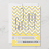 Invitation Douche nuptiale mariage moderne gris chevron, jaun (Devant)