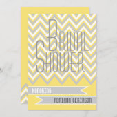 Invitation Douche nuptiale mariage moderne gris chevron, jaun (Devant / Derrière)