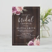 Invitation Douche nuptiale mauve fleurie (Debout devant)