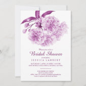 Invitation Douche nuptiale mauve mauve fleurie printanière (Devant)