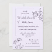 Invitation Douche nuptiale mauve simple (Devant)
