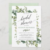 Invitation Douche nuptiale moderne à eucalyptus vert (Devant / Derrière)