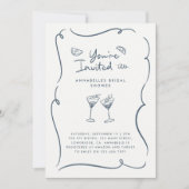 Invitation Douche nuptiale moderne élégant bleu manuscrit (Devant)